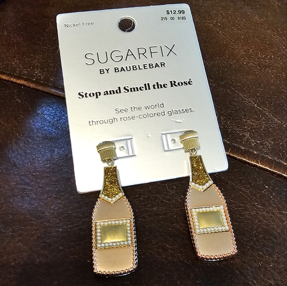Sugarfix by Baublebar Pink Rose Bottle Earrings NWT